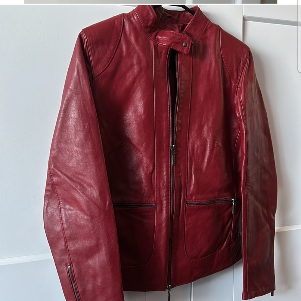 Women Danier Red Leather Jacket